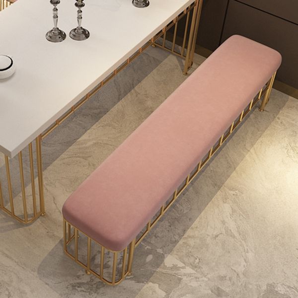 Modern Cotton Foam Bench Pink Cushioned Bench with Legs for Kitchen