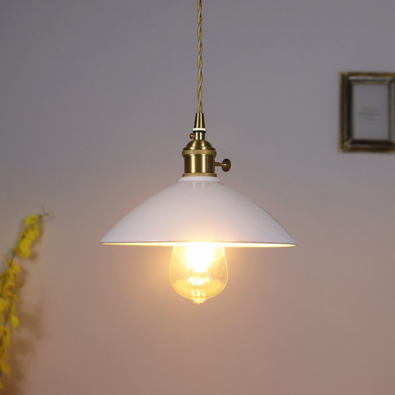 1-Light Tapered Pendant Fixture Vintage Ceramic Suspension Lighting for Dining Room