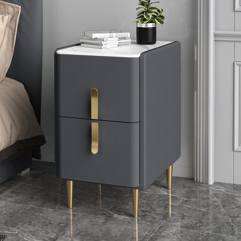 19.69" Tall 2-Drawer Stone Night Table Legs Included Solid Wood Bedside Cabinet