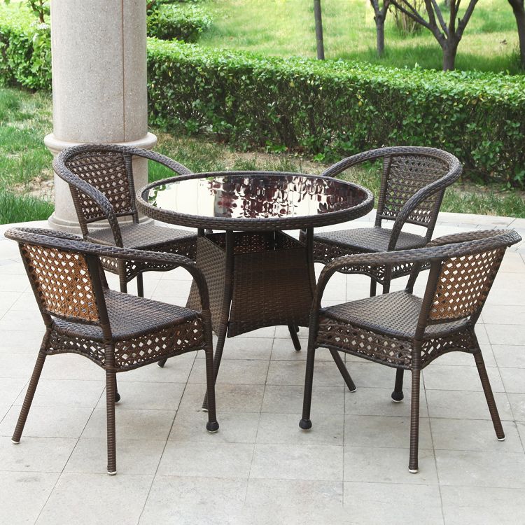 Tropical Dark Brown Indoor/ Outdoor Arm Chair in Faux Rattan