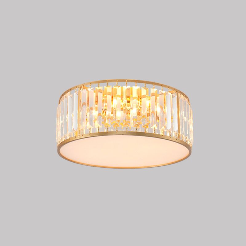 Modernism Crystal Flush Mount Drum Shade Ceiling Light Fixture for Bedroom