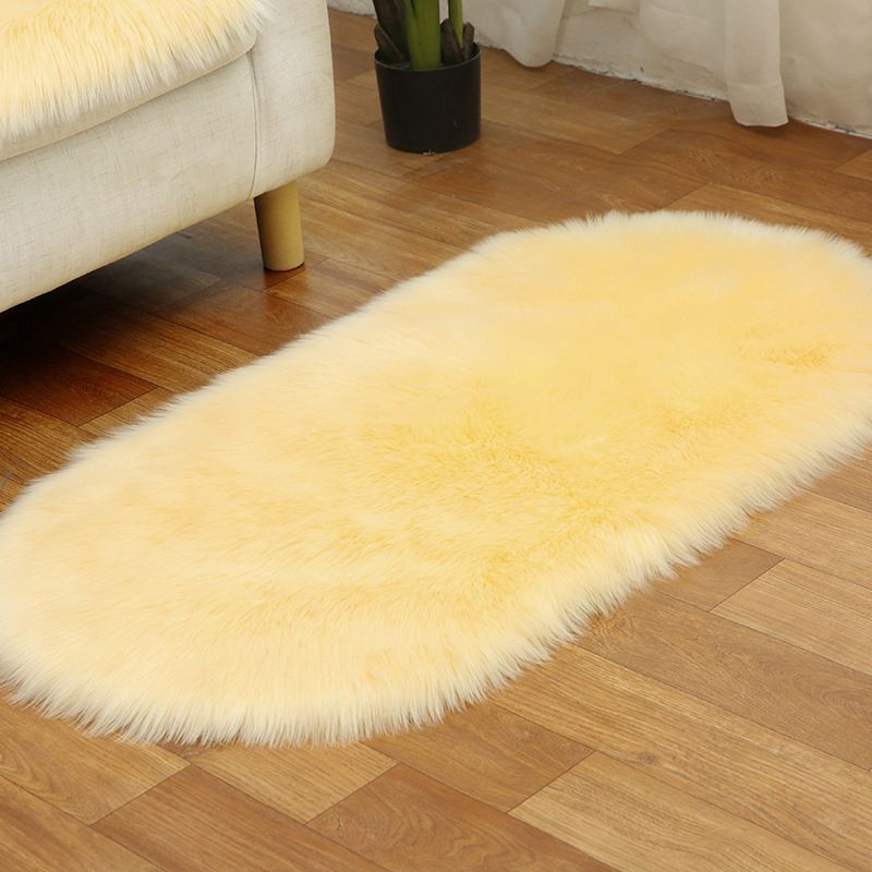 Multi Colored Plain Rug Faux Fur Minimalist Carpet Non-Slip Pet Friendly Stain Resistant Rug for Sitting Room