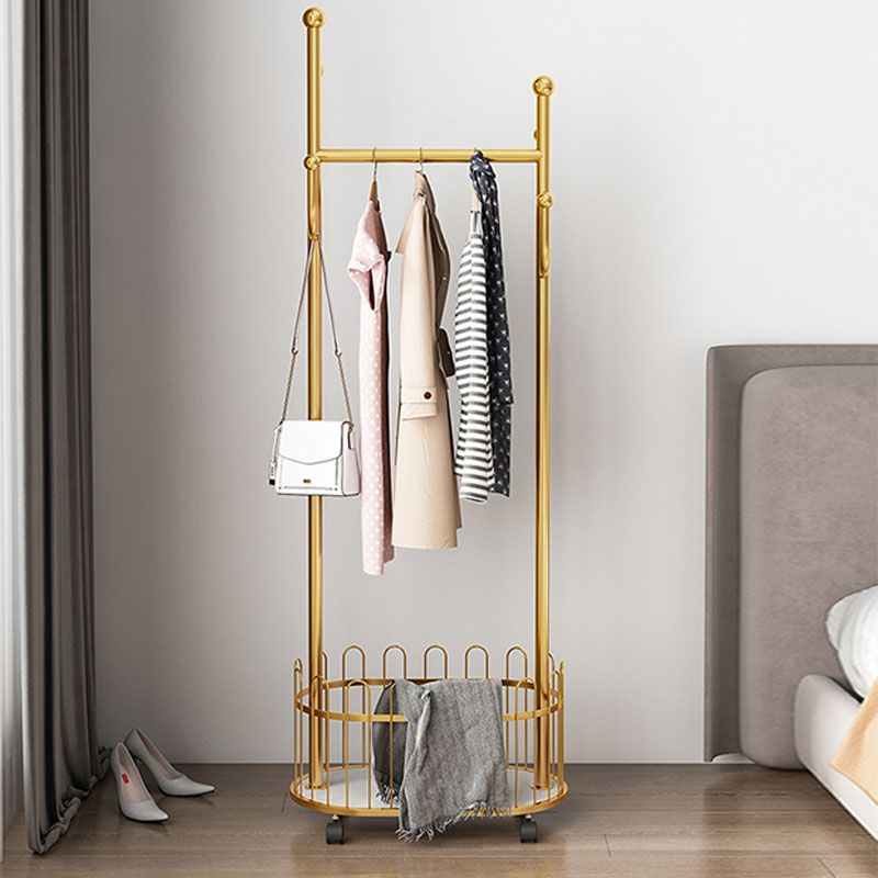 Glam Hall Tree Metal 4 Hooks No Distressing Coat Hanger With Storage Shelving