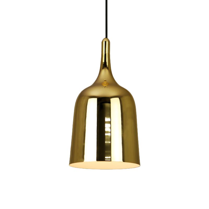 Bell Living Room Hanging Light Industrial Style Iron 1-Bulb Gold Finish Ceiling Suspension Lamp