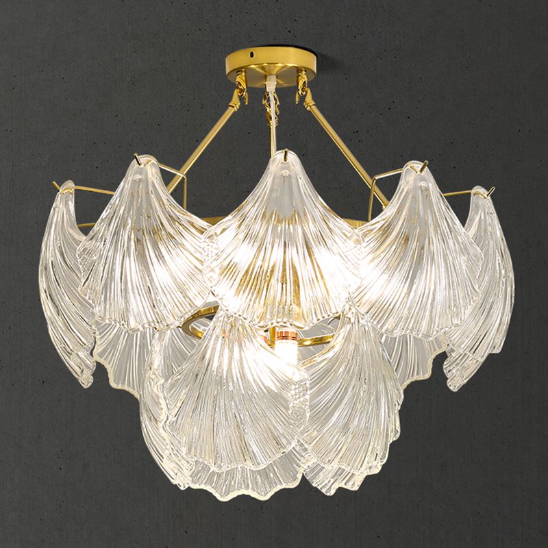 Laux de suspension de forme unique Lumières de lustre en verre de style contemporain en or