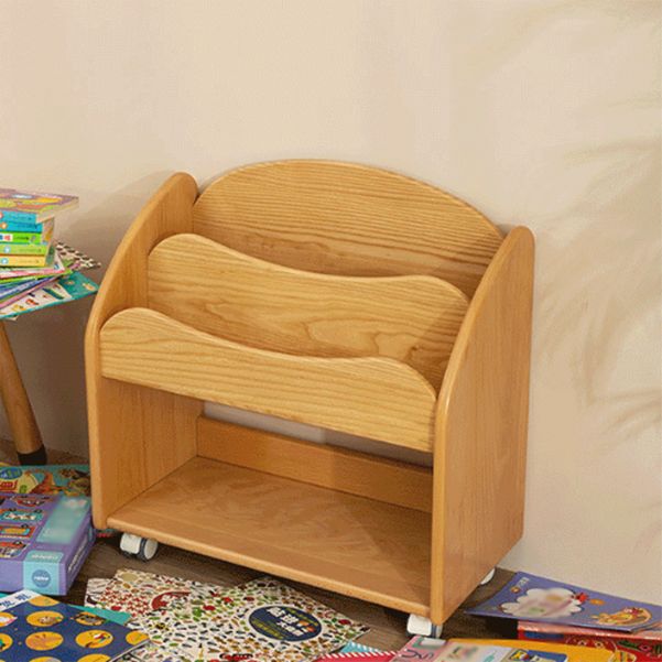 Nordic Book Display Solid Wood Freestanding Kids Book Display with Wheels