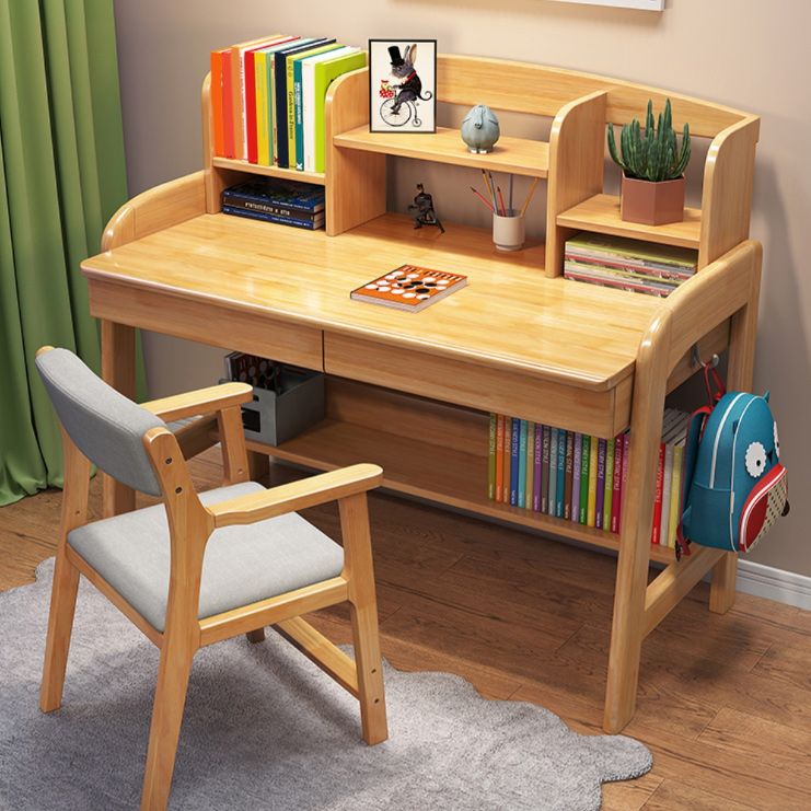 Solid Wood 23.6"W Kids Desk Writing Desk with Drawers and Chair Set Bedroom