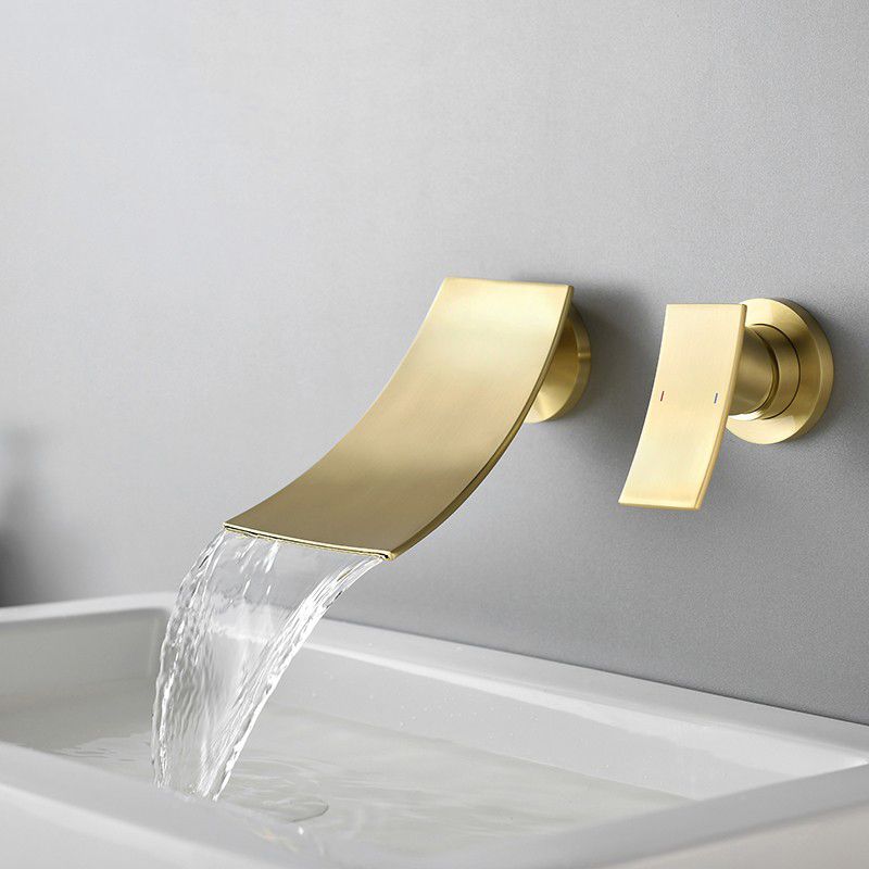 Luxury Wall Mounted Bathroom Faucet Lever Handles Low Arc Solid Brass Faucet