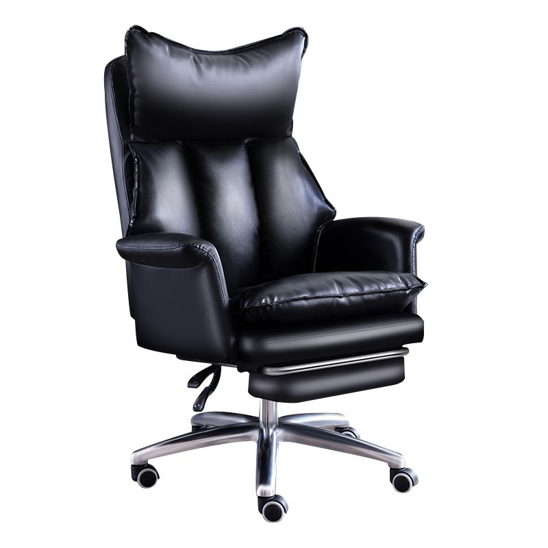 Modern Leather Armless Office Chair No Distressing Ergonomic Desk Chair with Wheels