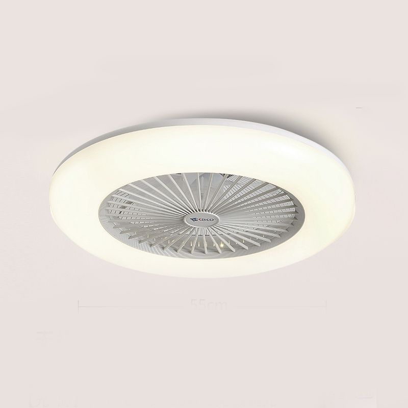 Stylish Minimalist Round Fan Lamp Acrylic Bedroom LED Semi Flush Mount Ceiling Light