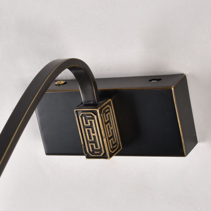 Chinese Style Mirror Cabinet Bathroom Wall Lights Black Metal Linear Shade LED Ambient Vanity Lighting