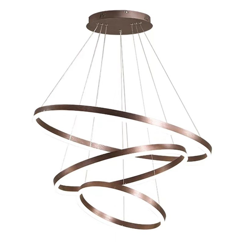 Circle Shape Metal Pendant Light Fixtures Modern Style Hanging Light Fixtures in Brown