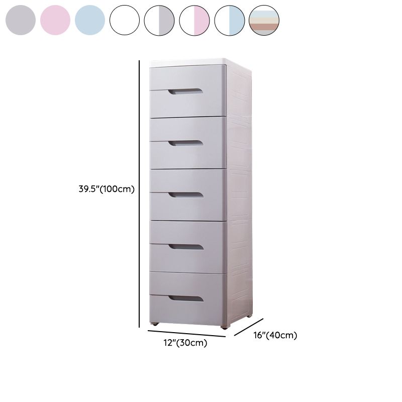 5 Drawers Vertical Kids Nightstand Modernism Plastic Nursery Dresser for Bedroom