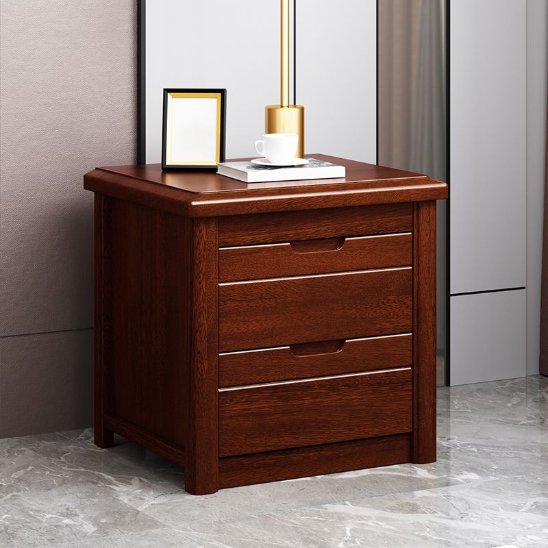 20 Inch H Bed Nightstand Solid Wood 2-Drawer Modern Brown Night Table