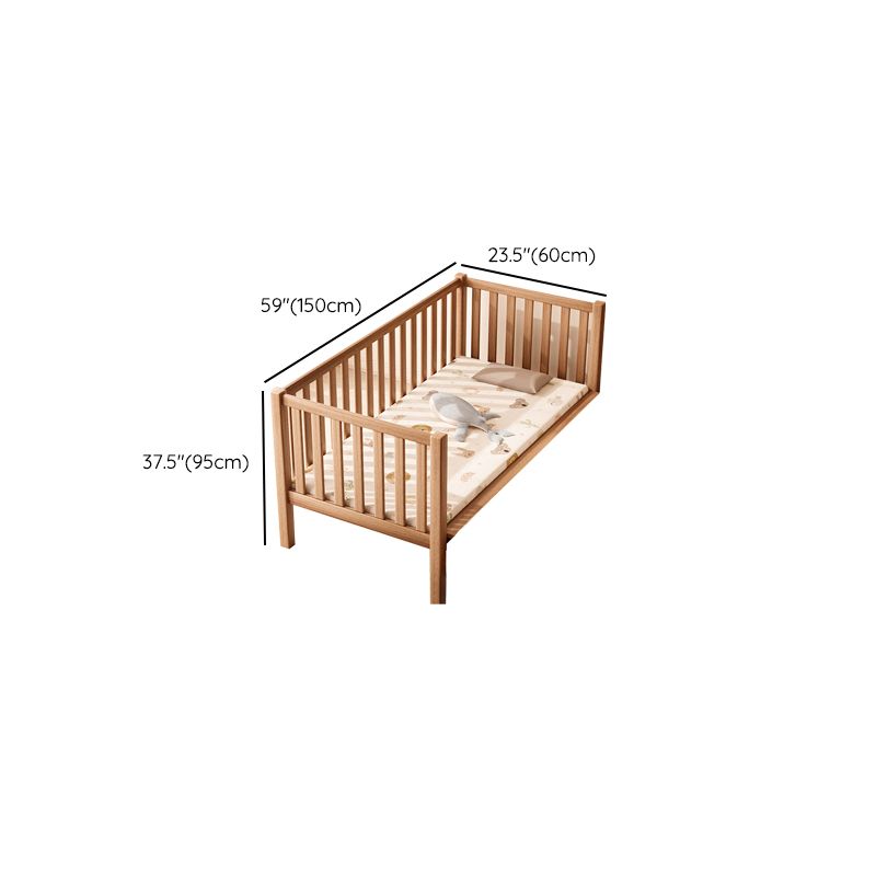 Contemporary Natural Nursery Crib in Solid Wood Convertible Crib