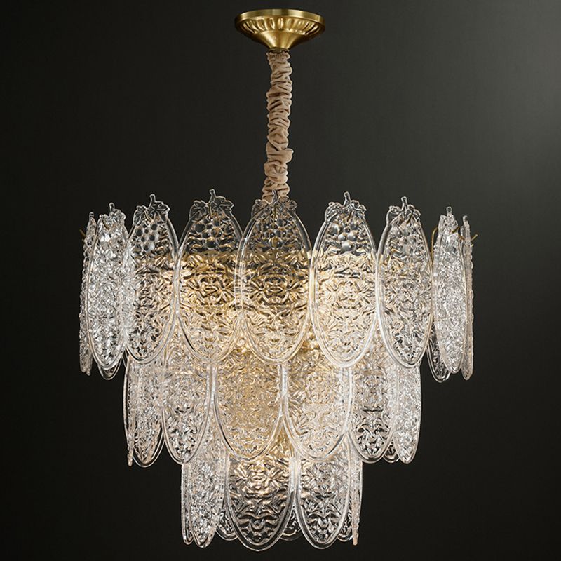 Lustre de la forme ovale post-moderne Livrée de verre texturé en forme de lumière