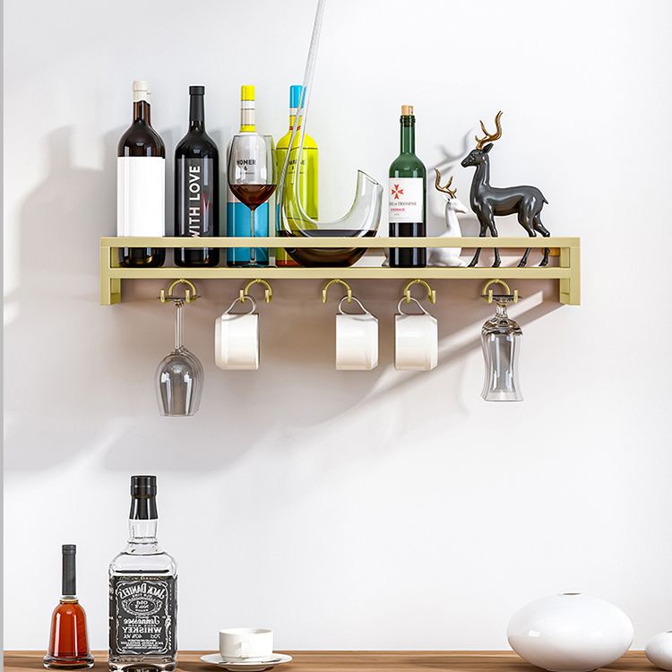 Iron Wall Mounted Wine Holder Rack Modern Wine Rack with Stemware Holder