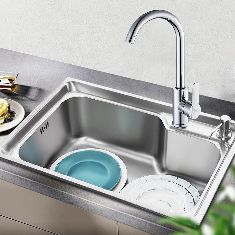 Modern Style Kitchen Sink Stainless Steel Single Bowl Kitchen Sink with Basket Strainer