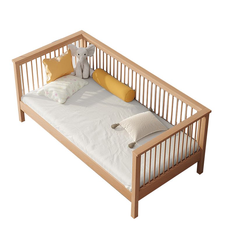 Modern Solid Wood Baby Crib Beech Nursery Bed with Guardrail