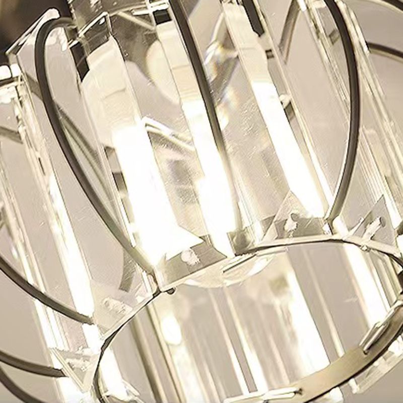 Modern Simple Ceiling Light Cylinder Shape Ceiling Lamp with Crystal Shade for Living Room