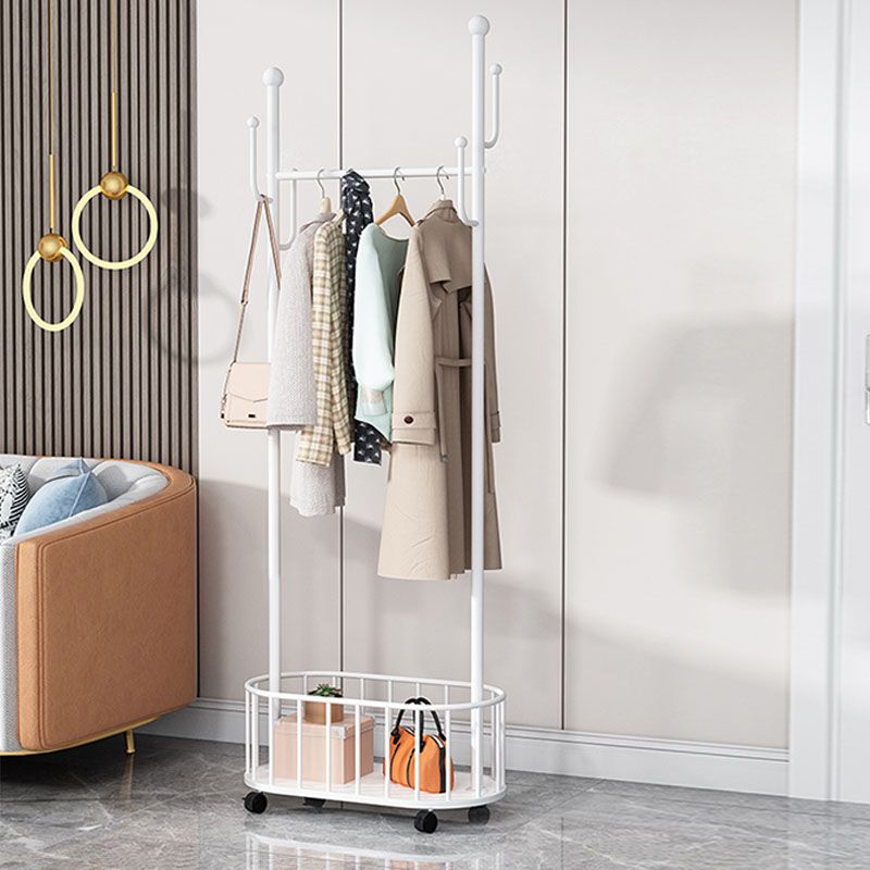 Contemporary Hall Stand Metal Hooks Shelving Included Free Standing Coat Rack