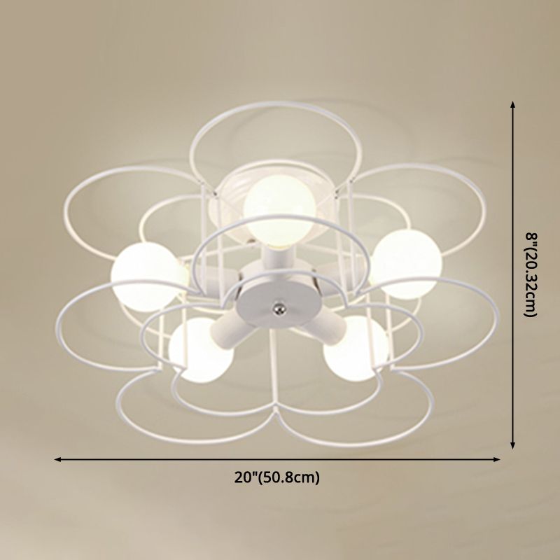 5 bollen industriële stijl plafondlicht spoeling montage eetkamer verlichting met ijzeren frame lampenkap