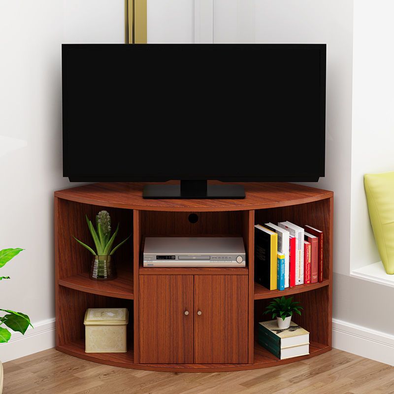 Contemporary Corner TV Stand Engineered Wood TV Cabinet with Door