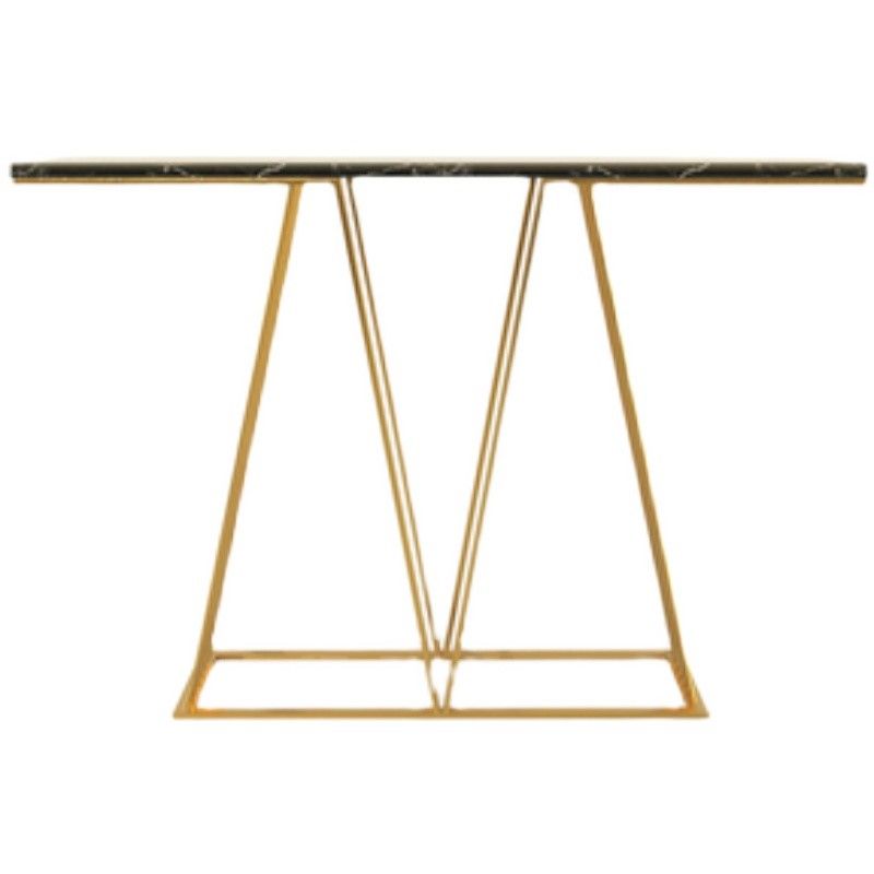 Stone Top Accent Console Table with Gold Metal Legs 31.50" H