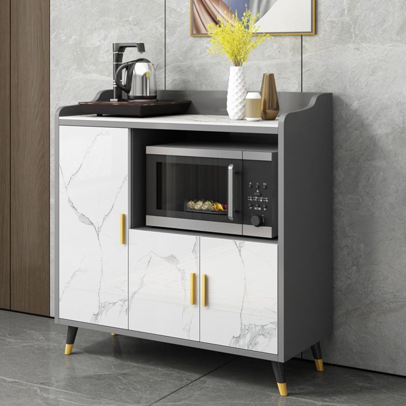 Modern Style Kitchen Server Engineered Wood Server with Open Storage