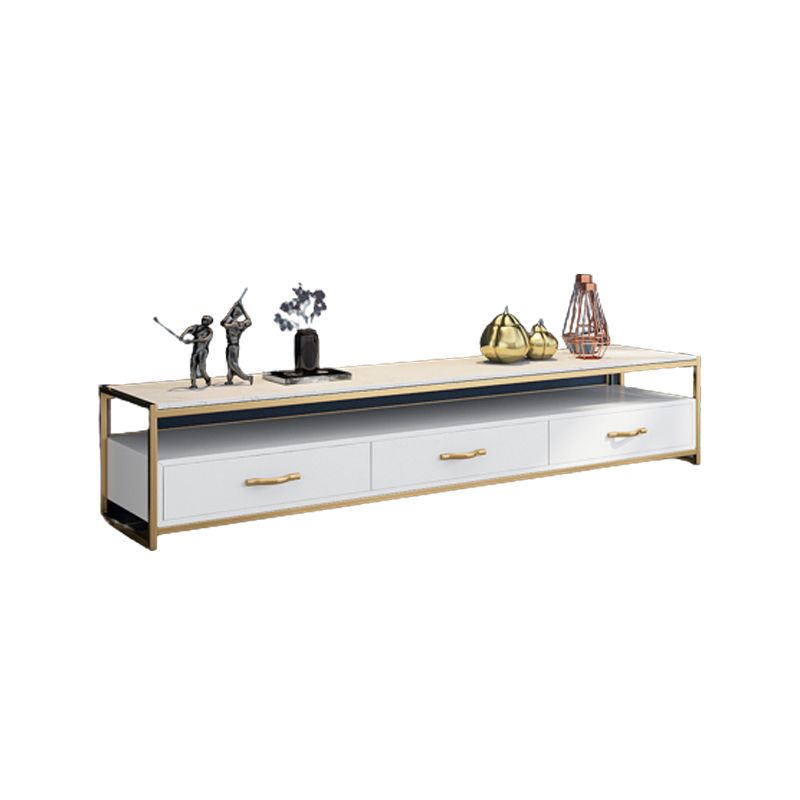 Open Storage Media Console Glam TV Stand Console with Drawers