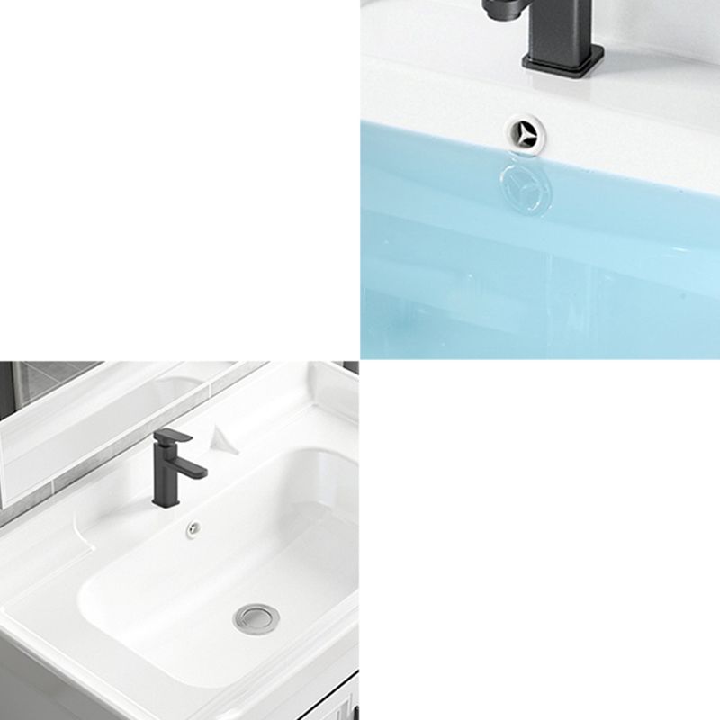 Modern Single Bath Vanity Freestanding White Metal Base Sink Vanity