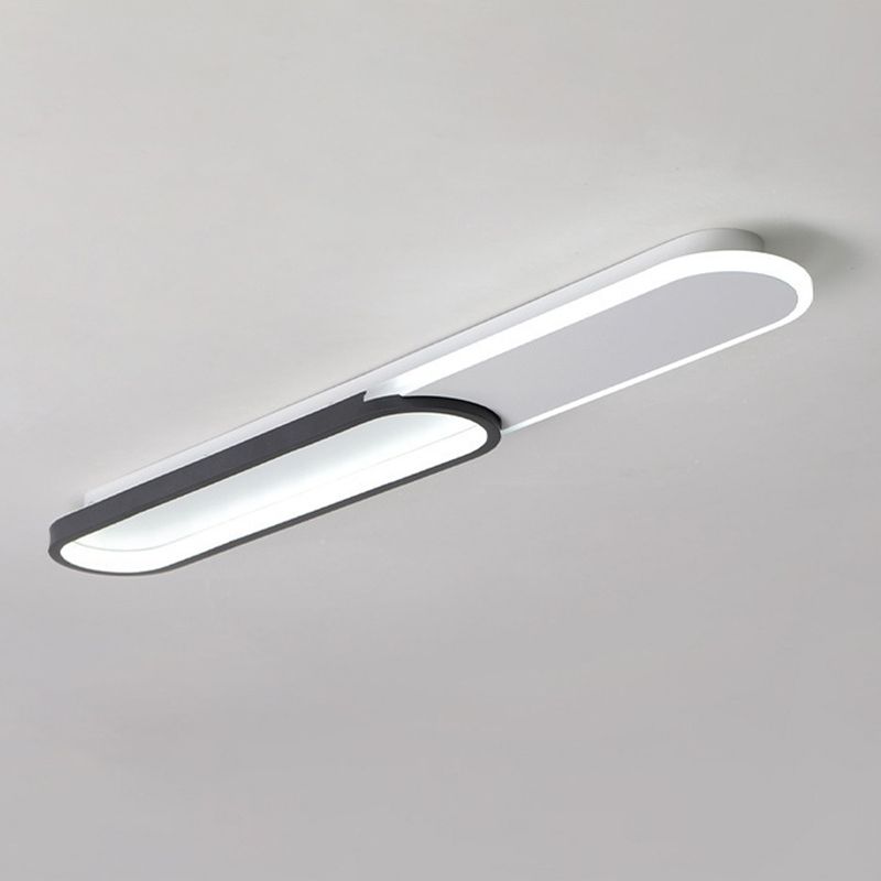 Modern Style Oval Ceiling Lights Metal 2 Light Ceiling Lamps for Bedroom in Black