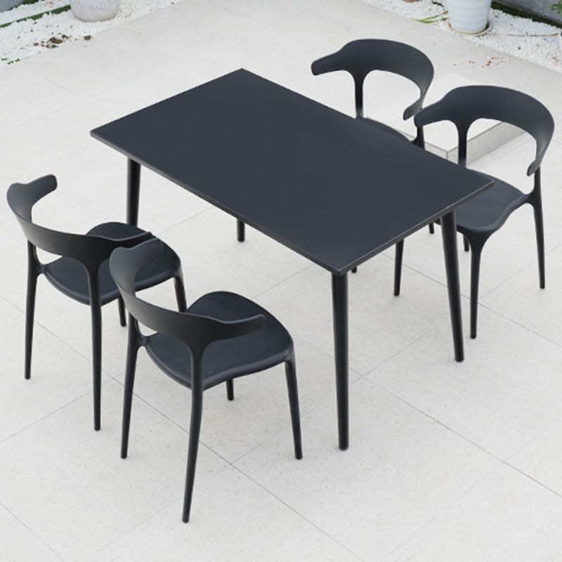 Contemporary Side Chair Black Plastic Armles Patio Dining Chair