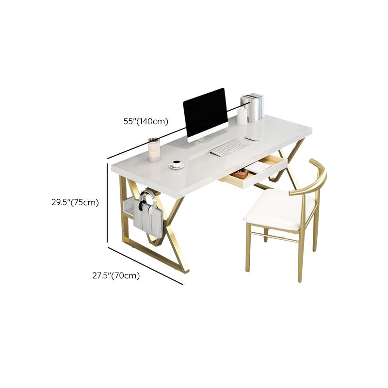 Solid Wood Rectangular Writing Desk 1-shelf 29.53" Tall Office Desk