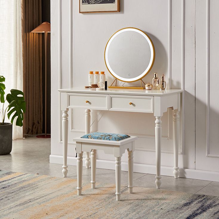 Bright White Vanity Set With Drawer Modern 2-Drawer Pine Dresser for Bedroom