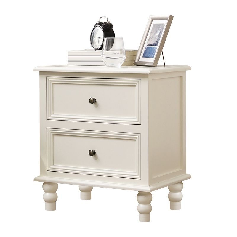 Traditional Night Table Drawer Storage Pine Nightstand with Legs for Bedroom