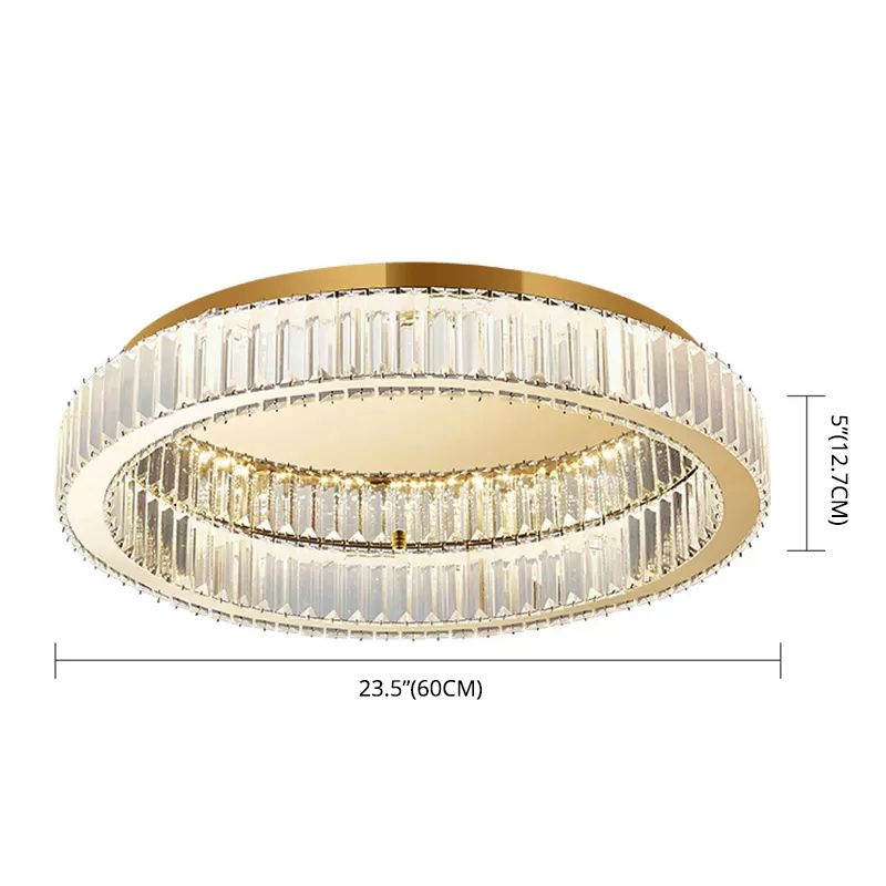 Circle Close to Ceiling Lighting Modern Crystal LED Gold Flush Mount Ceiling Light Fixture