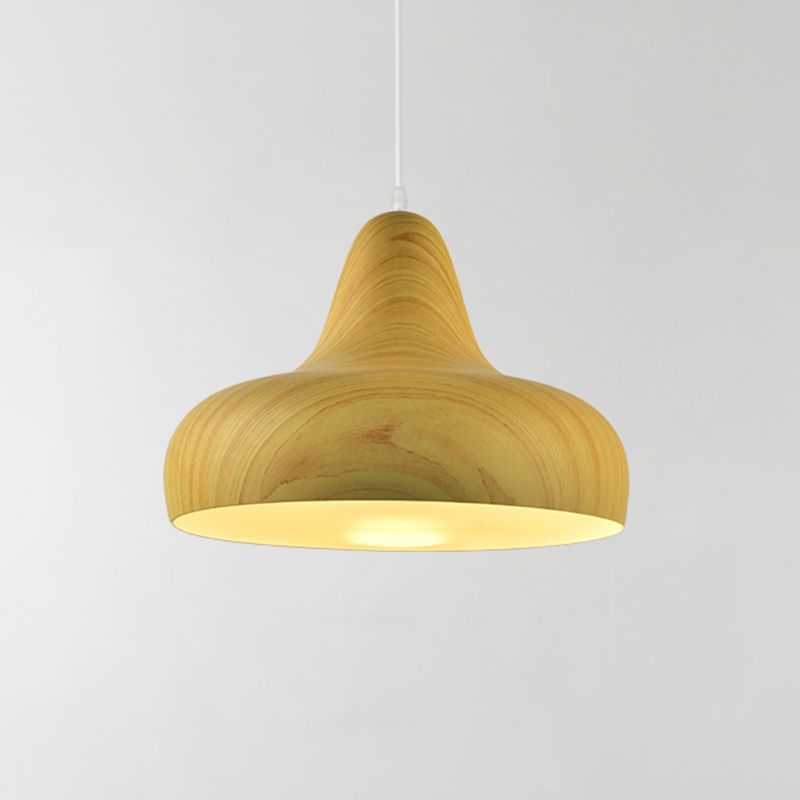 1-Light Hanging Light Fixture Warehouse Onion Aluminum Drop Pendant in White/Coffee/Wood for Dining Room