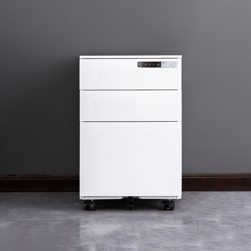 Contemporary File Cabinets Steel Frame Electronic Lock Vertical File Cabinet with Wheels