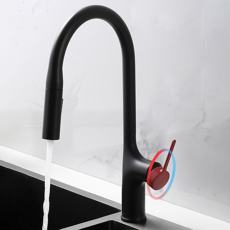 Contemporary Pull Down Single Handle Kitchen Faucet High Arch Water Filler