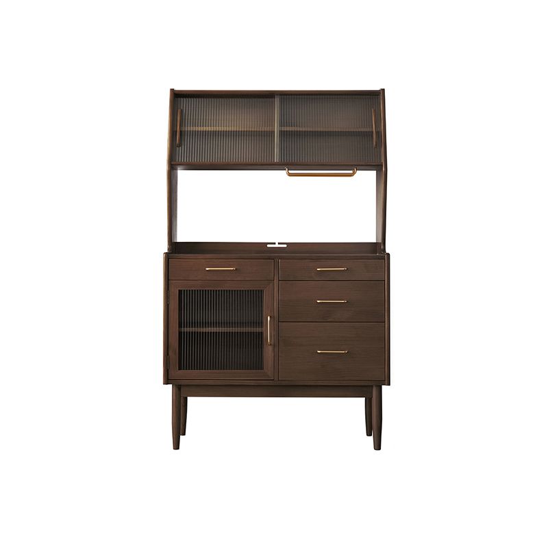 Contemporary Glass Doors Sideboard Cabinet with Storage for Home Use