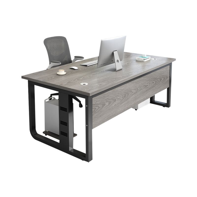 Rectangular Shaped Office Writing Table Wood with 2 Legs in Grey/Brown