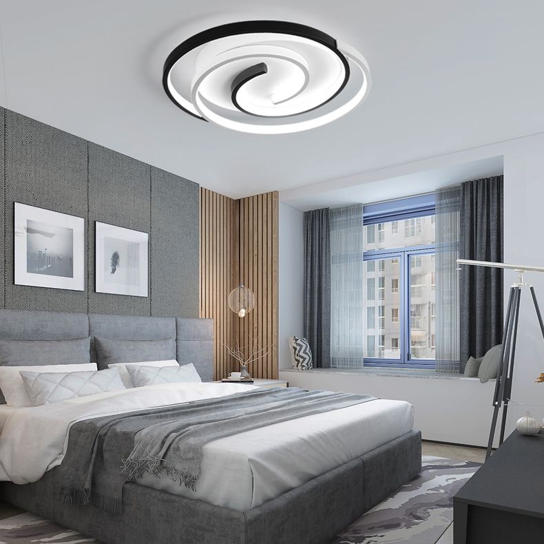 Metal LED Modern Flush Mount Geometric Shape Ceiling Lamp with Acrylic Shade for Bedroom