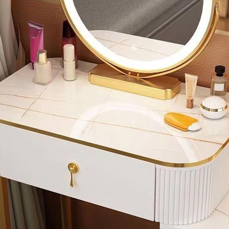 Metallic Glam Bedroom Lighted Mirror 4 Drawer Vanity Dressing Table