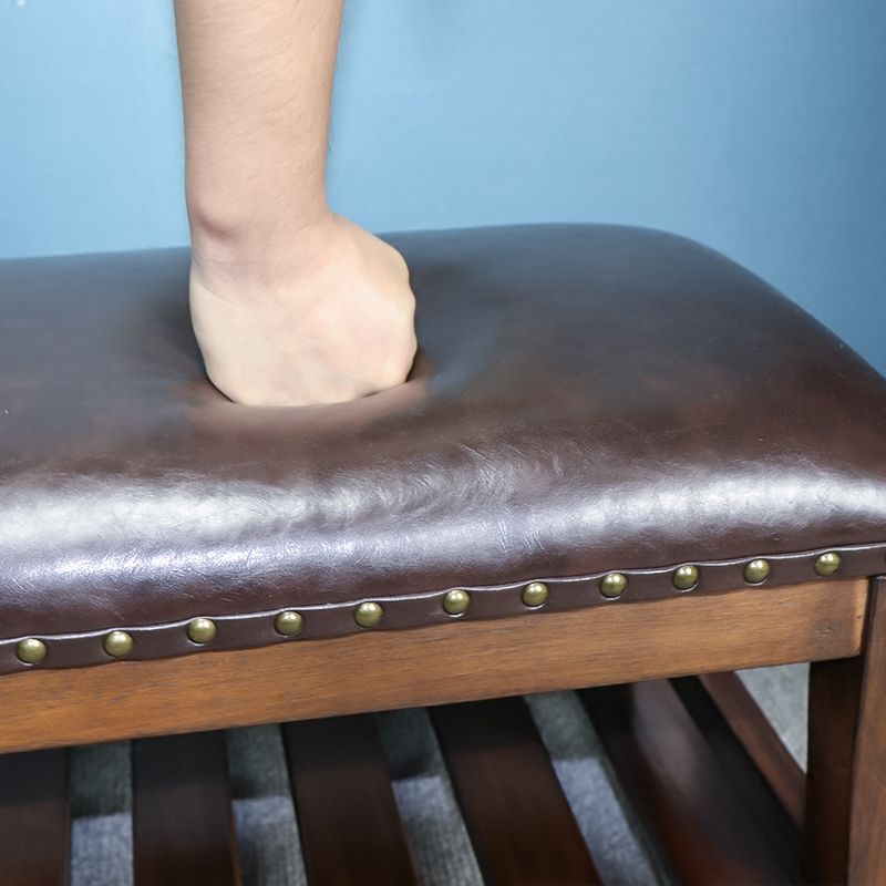 Traditional Brown Entryway Bench Upholstered Seating Bench with Legs