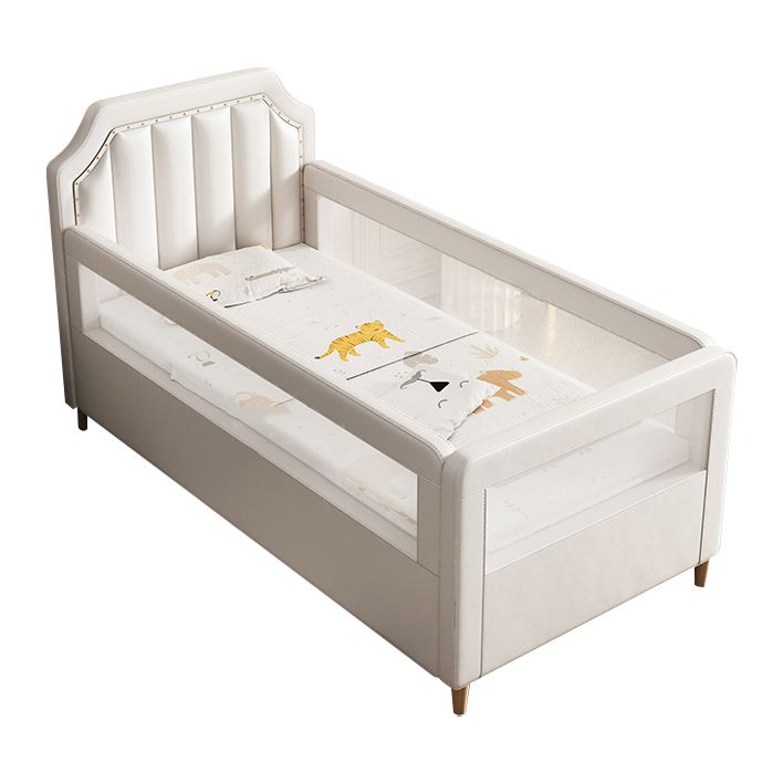 Wood Frame Nursery Bed White Baby Crib with Guardrail and Mattress