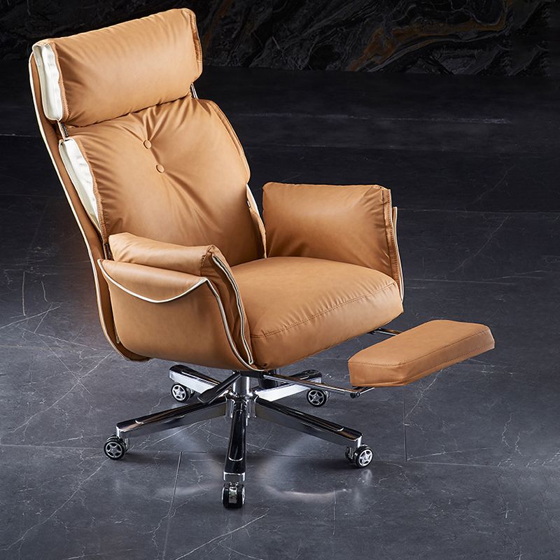 Faux Leather Executive Chair Modern High Back Padded Arms Office Chair