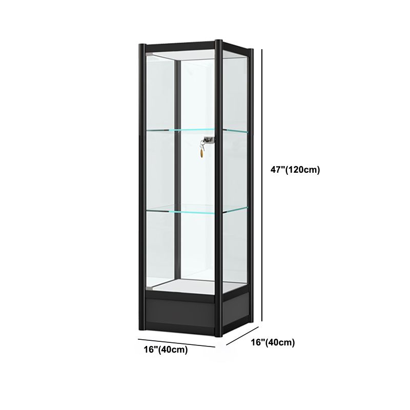 Modern Black China Cabinet Metal Curio Cabinet with Glass Shelves