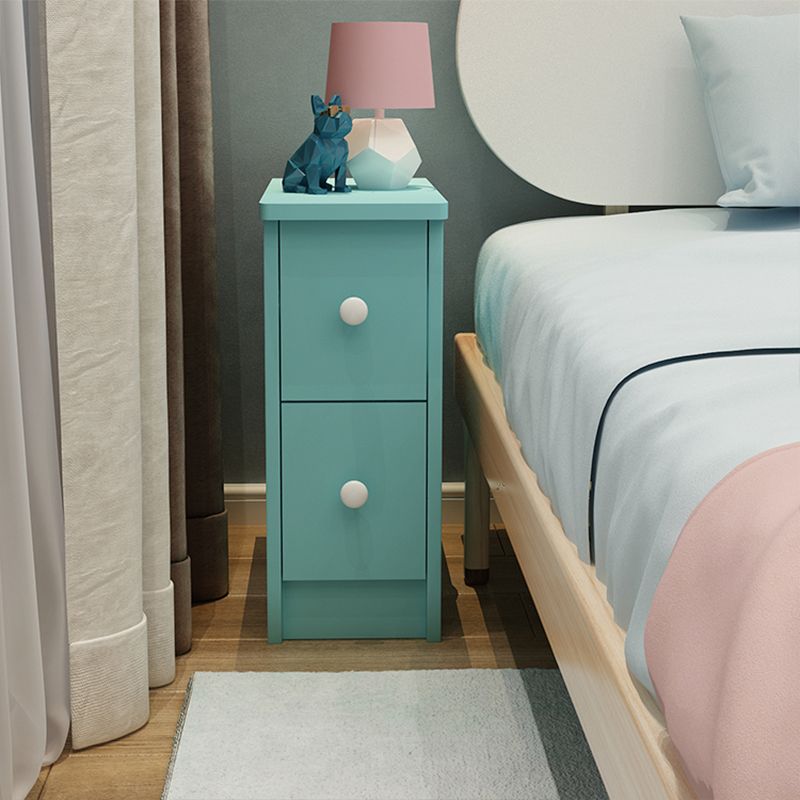 Modern Wooden Standard Nightstand 2 Drawers Kids Bedside Table