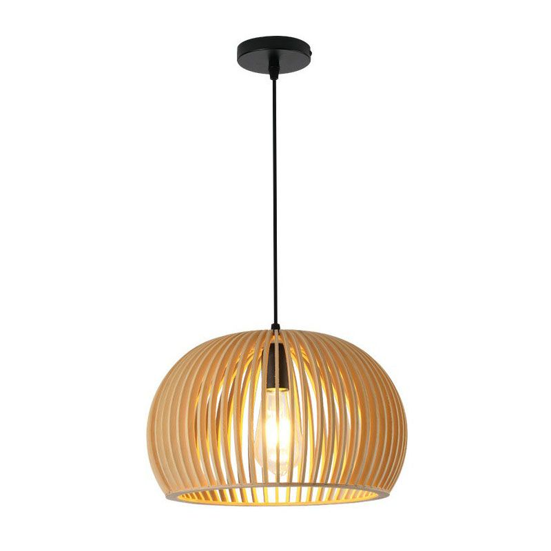 Japanese Style Shaded Ceiling Light Wood Single-Bulb Restaurant Hanging Pendant Lighting